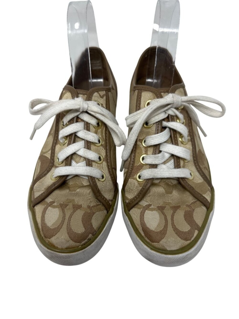 COACH Dee Signature Women's Shoes Sneakers GOLD Khaki / Brown Size 7.5 B - Picture 5 of 9